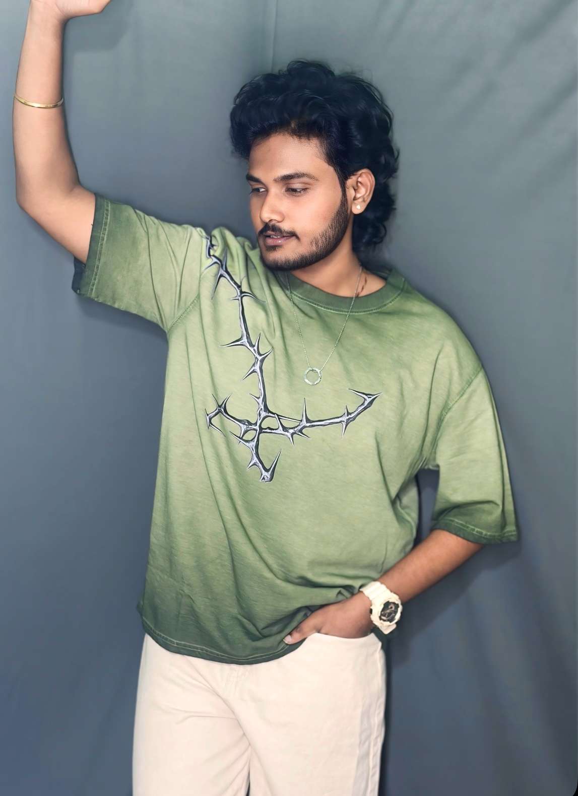 chrome thorn oversized – sun faded green chrome thorn oversized – sun faded green